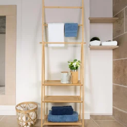 Porte serviettes en bambou pour salle de bain