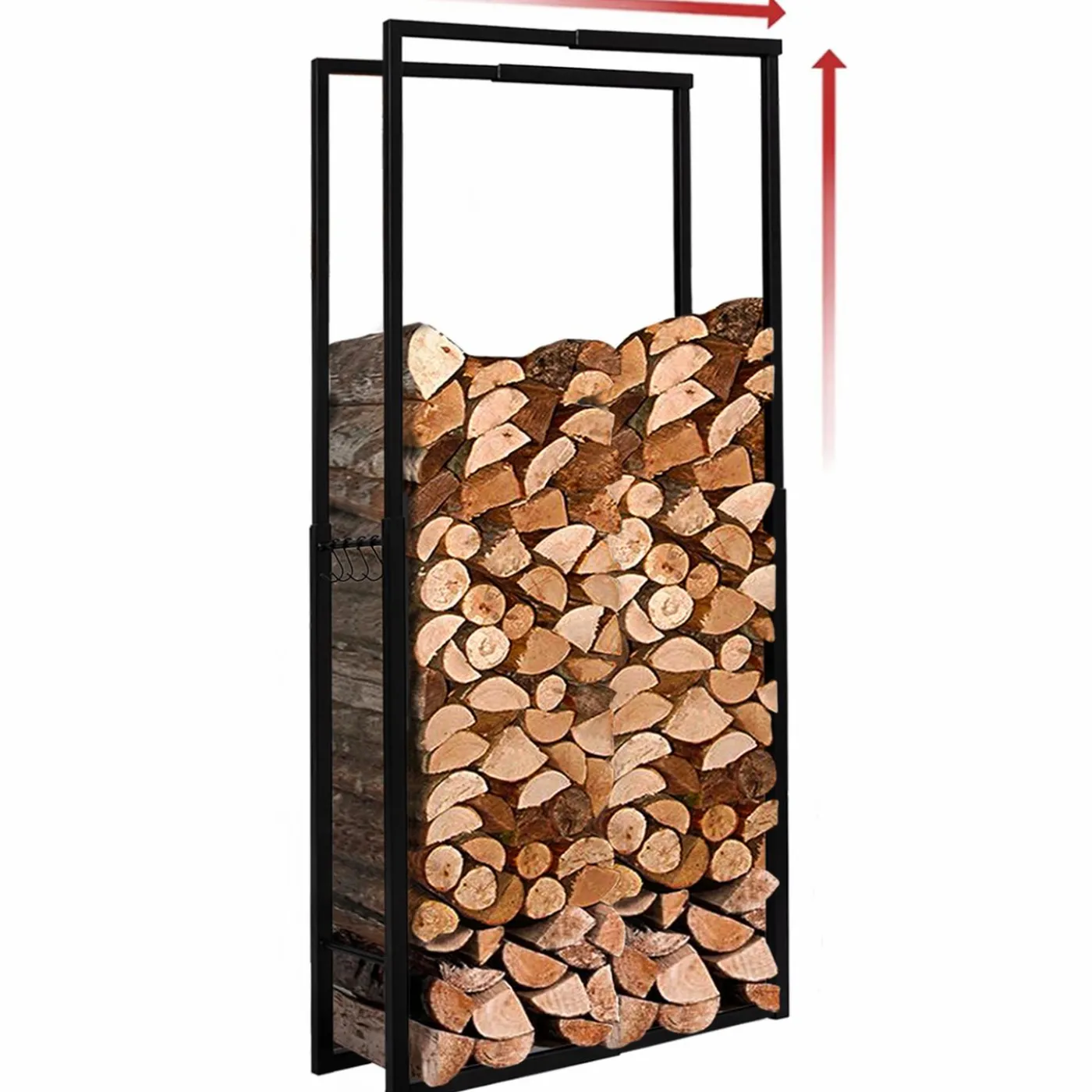 Porte-bûches intérieur modulable 65x25x150 cm en métal noir