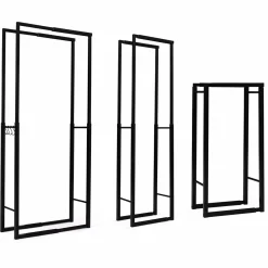 Porte-bûches intérieur modulable 65x25x150 cm en métal noir