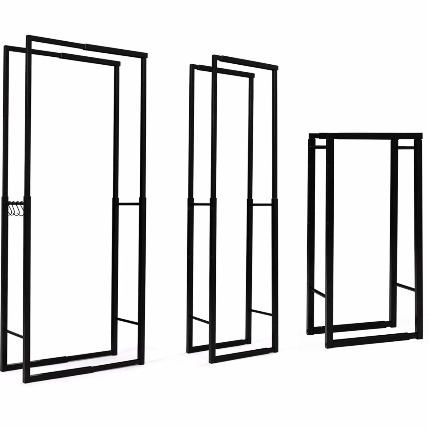Porte-bûches intérieur modulable 65x25x150 cm en métal noir