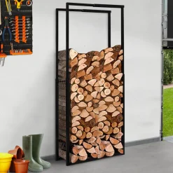 Porte-bûches intérieur modulable 65x25x150 cm en métal noir