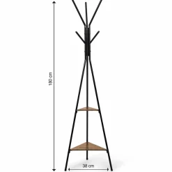 Porte-manteau bois métal design avec plateaux