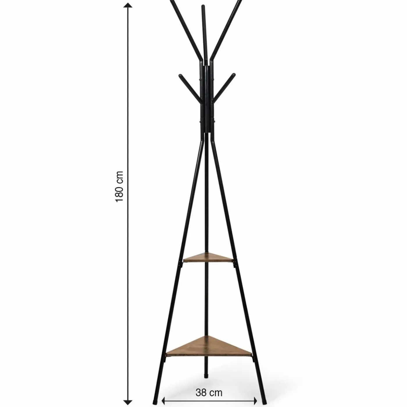 Porte-manteau bois métal design avec plateaux