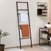 Porte-serviettes échelle pour salle de bain en métal noir