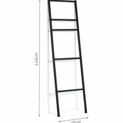 Porte-serviettes échelle pour salle de bain en métal noir
