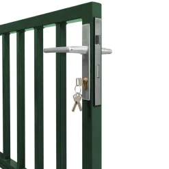 Portillon de jardin barreaudé en acier vert 105 x 125 CM avec serrure et poignée