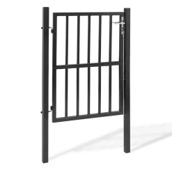 Portillon de jardin barreaudé en acier gris anthracite 105 x 125 CM avec serrure et poignée