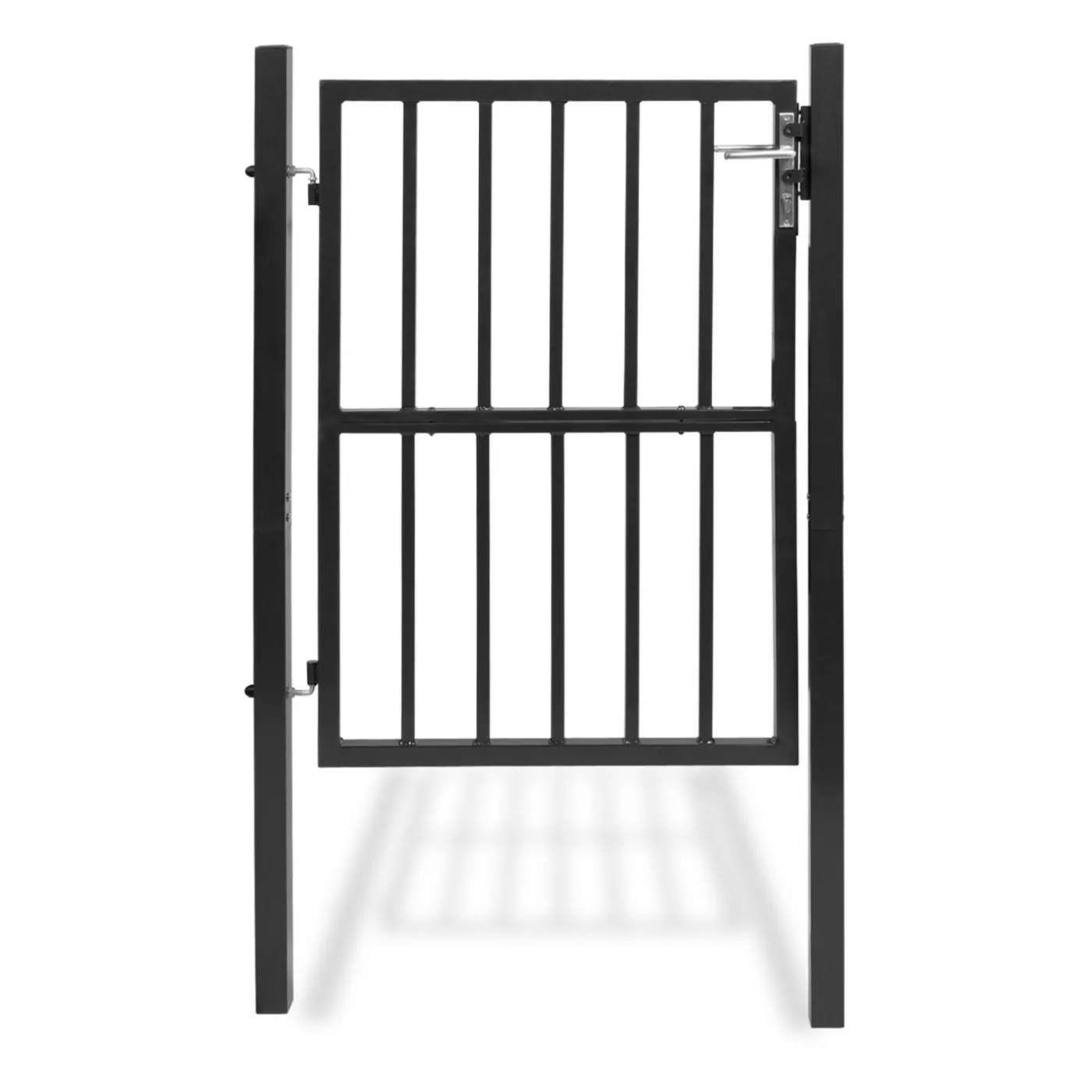 Portillon de jardin barreaudé en acier gris anthracite 105 x 125 CM avec serrure et poignée