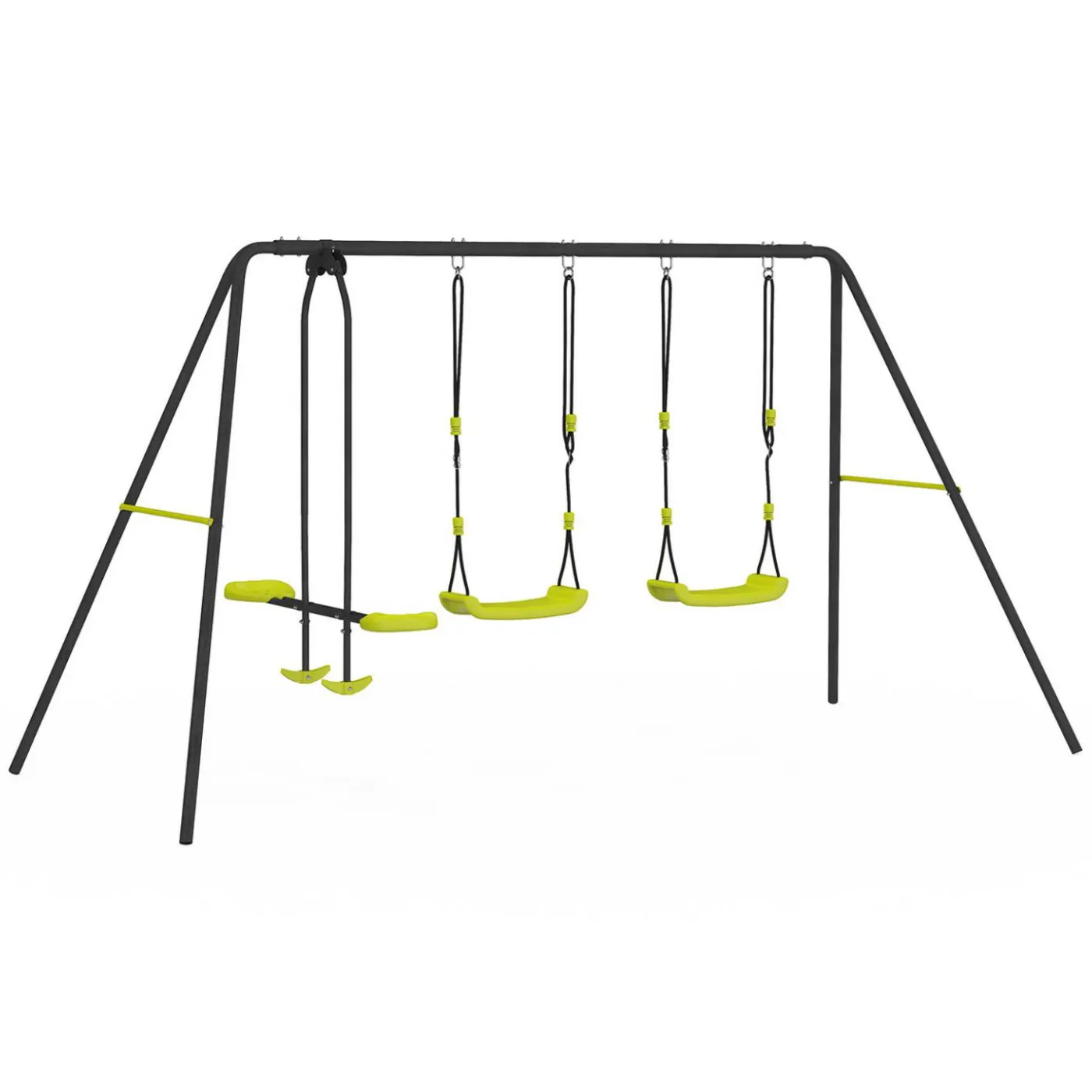 Portique balançoire 3 agrès pour jardin extérieur