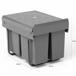 Poubelle tri sélectif 3 compartiments encastrable amoviles 1x15L + 2x8L