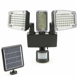 Projecteur LED solaire 3 spots 178 LED avec détecteur de mouvement