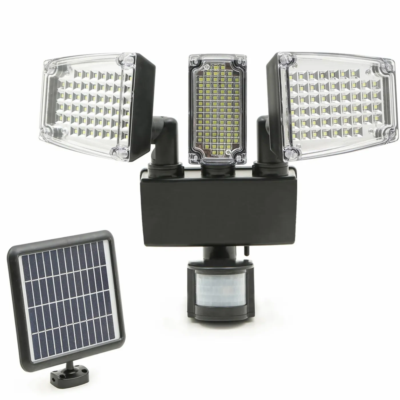 Projecteur LED solaire 3 spots 178 LED avec détecteur de mouvement