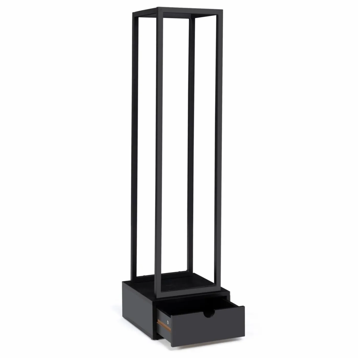 Range bûche intérieur vertical en acier noir avec tiroir