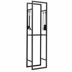 Range bûches vertical en acier noir et accessoires