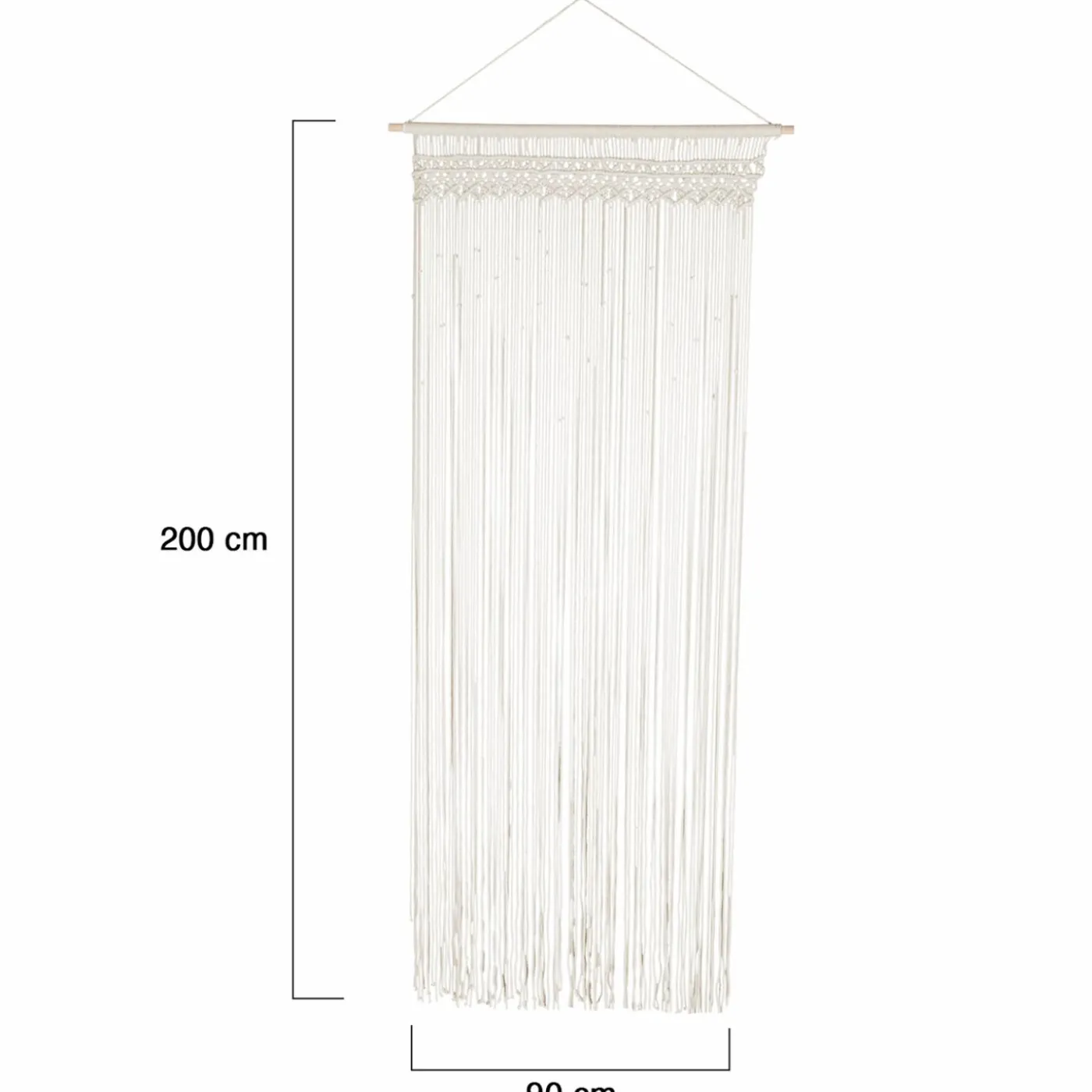 Rideau bohème beige en macramé