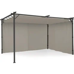 Rideaux de 3 et 4 M avec fermeture éclair pour pergola taupe : lot de 2