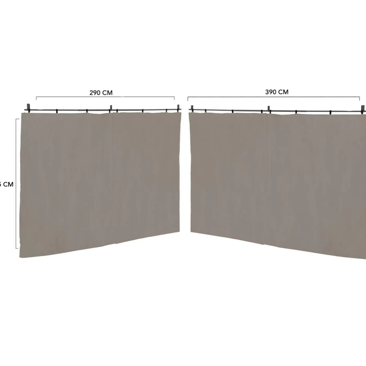 Rideaux de 3 et 4 M avec fermeture éclair pour pergola taupe : lot de 2