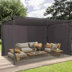 Rideaux extérieurs pour pergola 3x4m gris