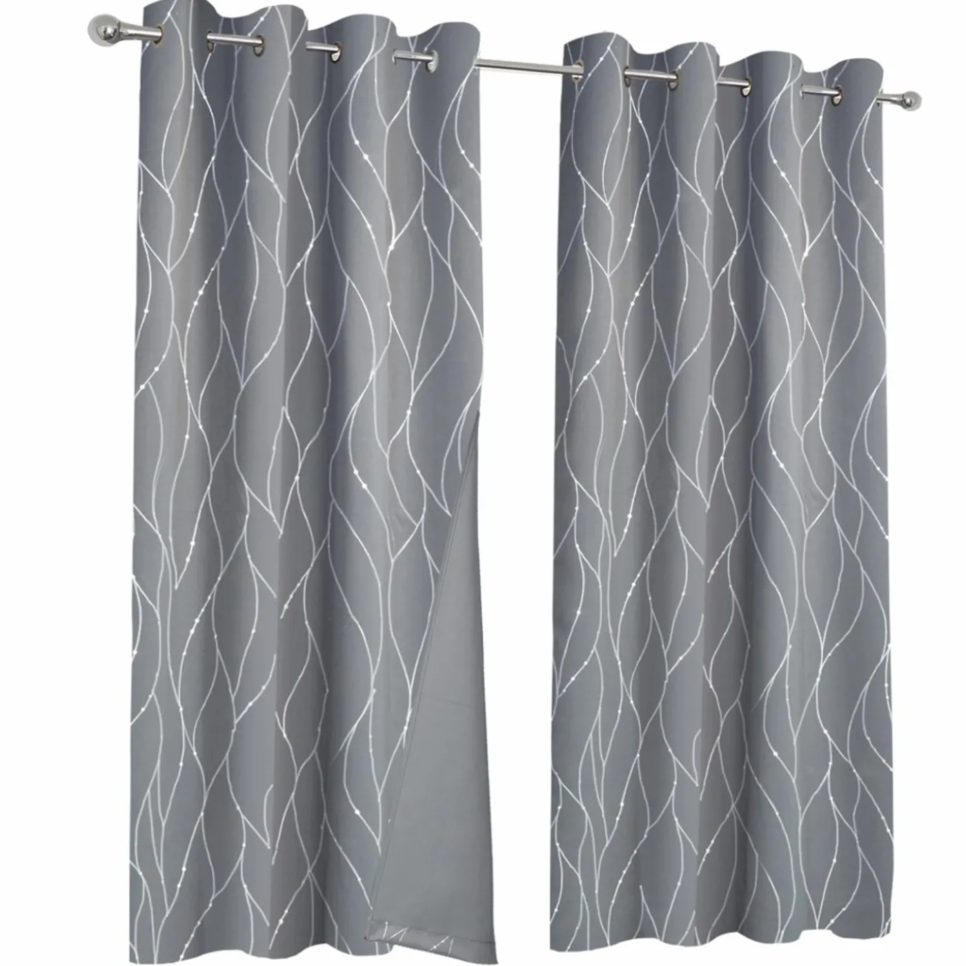 Rideaux occultants thermiques gris anthracite avec motifs