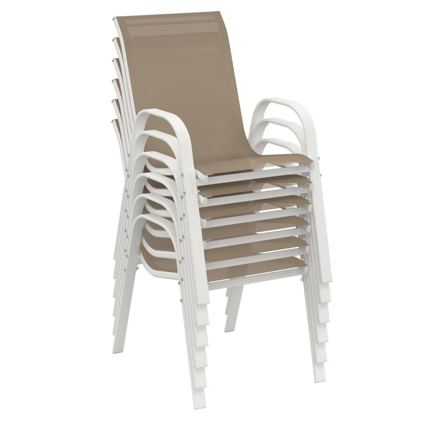 Salon de jardin 10 personnes blanc et beige 240 cm