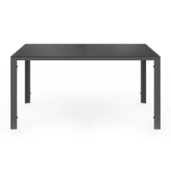 Salon de jardin 6 personnes table 150 cm fauteuils cordage gris anthracite