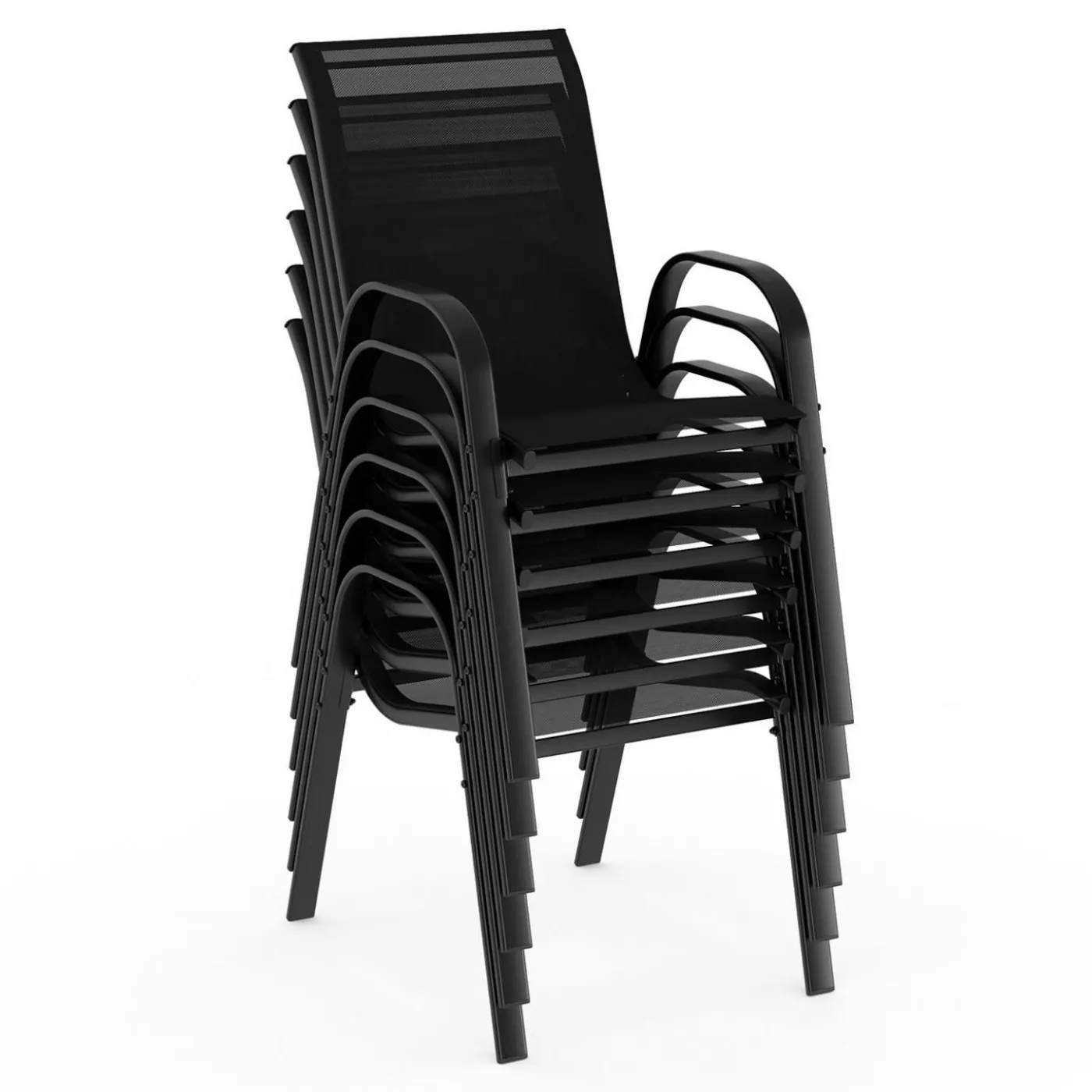 Salon de jardin 10 personnes table 240 cm et chaises empilables noires