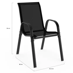 Salon de jardin 10 personnes table 240 cm et chaises empilables noires