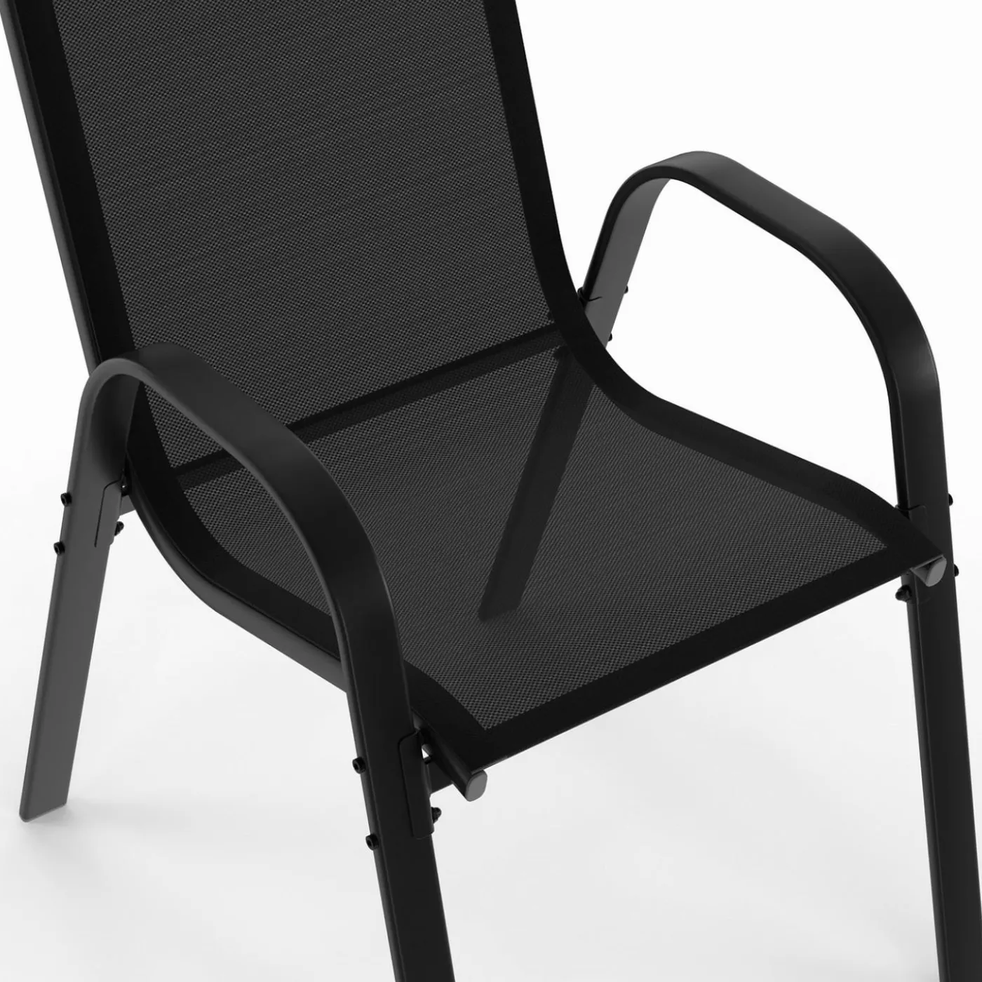 Salon de jardin 10 personnes table 240 cm et chaises empilables noires