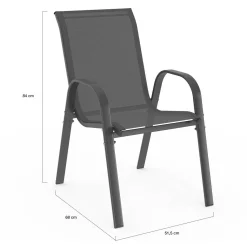 Salon de jardin 10 personnes table 240 cm plateau clair et chaises empilables gris anthracite