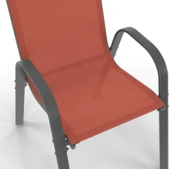 Salon de jardin 10 places chaises empilables terracotta table 240 cm