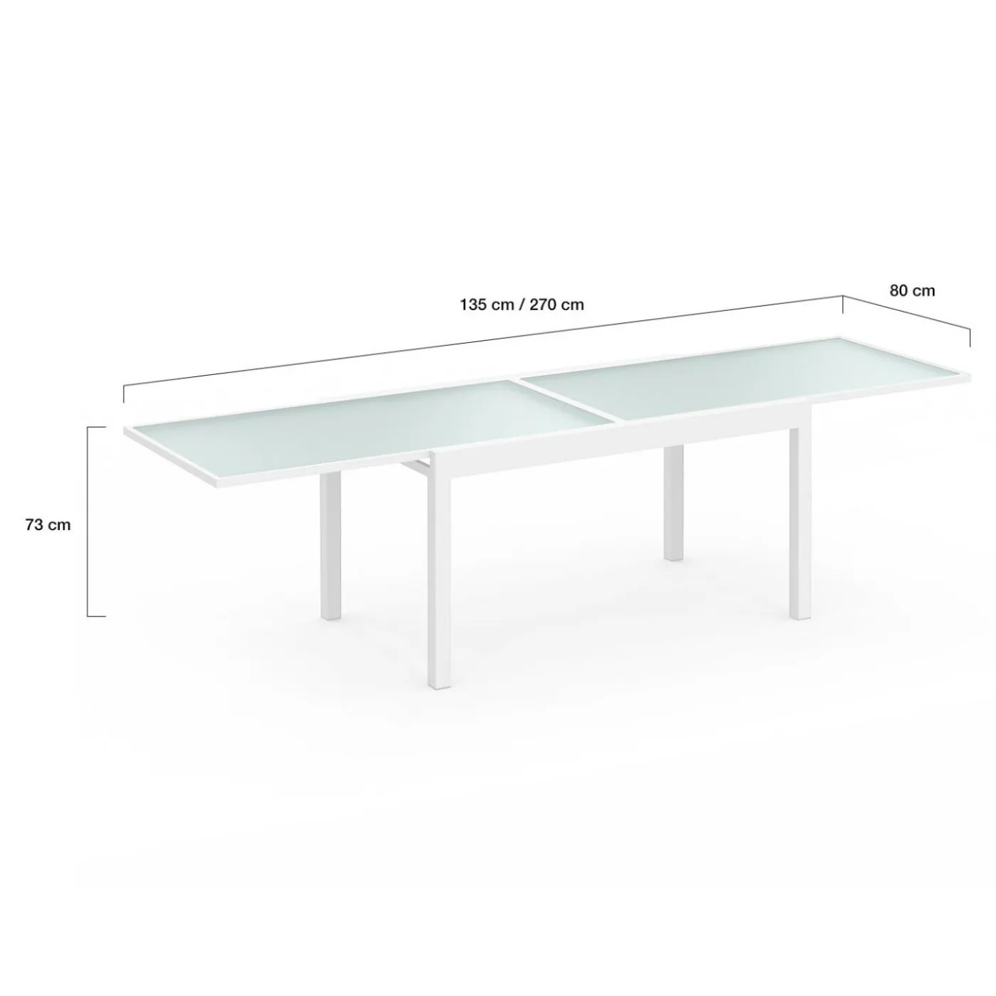 Salon de jardin avec table extensible 135-270 cm et 12 chaises empilables blanc et beige