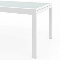 Salon de jardin avec table extensible 135-270 cm et 12 chaises empilables blanc et beige