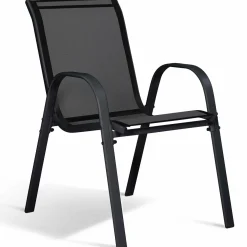 Salon de jardin avec table bois et noir + 8 chaises