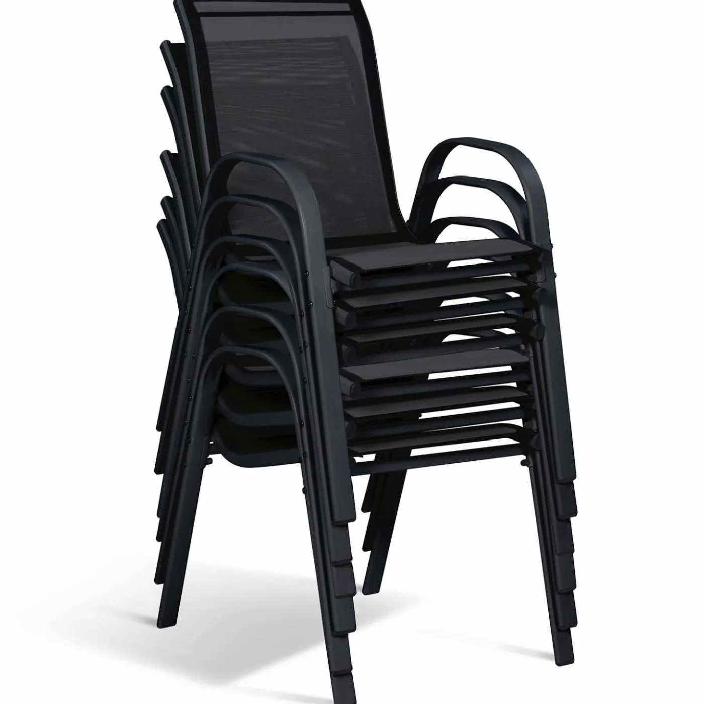 Salon de jardin avec table bois et noir + 8 chaises