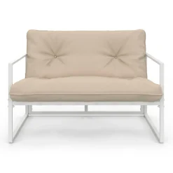 Salon de jardin bas 4 personnes en acier blanc