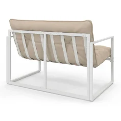 Salon de jardin bas 4 personnes en acier blanc