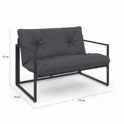 Salon de jardin bas 4 places en acier coloris gris anthracite