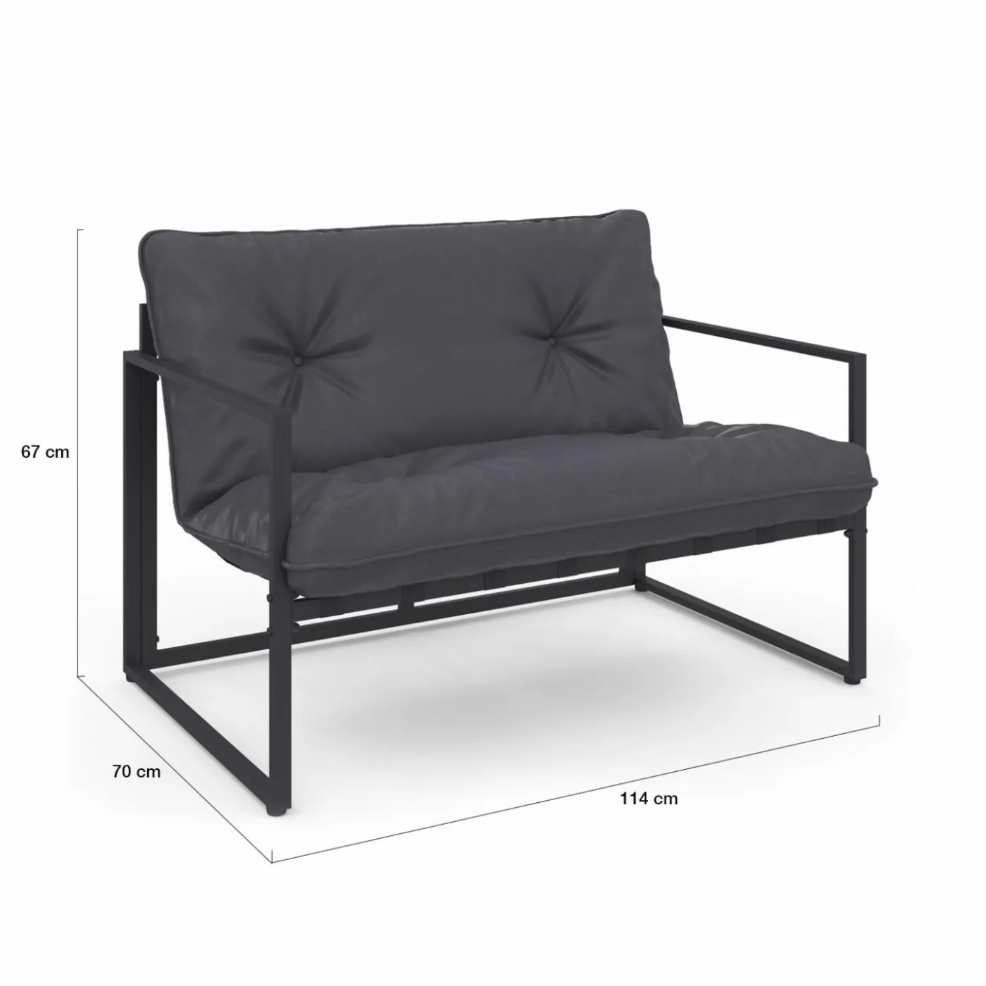 Salon de jardin bas 4 places en acier coloris gris anthracite