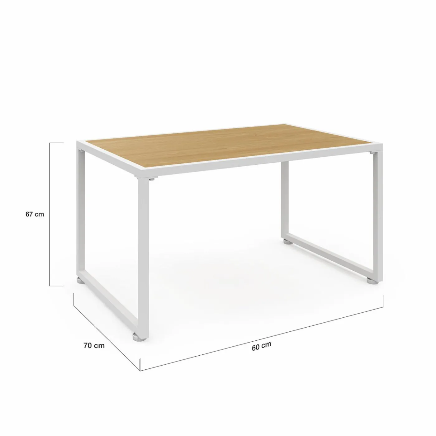 Salon de jardin bas 4 places acier blanc, cordage rotin clair et coussins beige