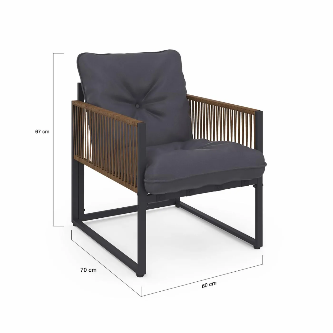 Salon de jardin bas 8 places canapé d'angle, fauteuils avec coussin gris et 2 tables basses