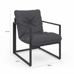 Salon de jardin bas 6 places en acier coloris gris anthracite