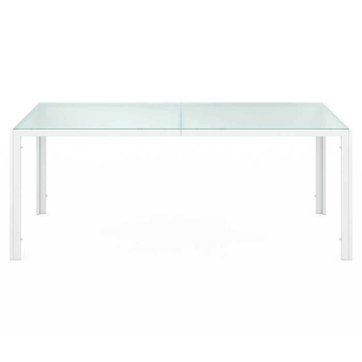 Salon de jardin blanc et beige table 190 cm et 8 chaises empilables