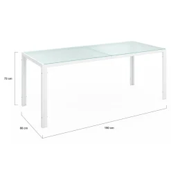 Salon de jardin blanc et beige table 190 cm et 8 chaises empilables