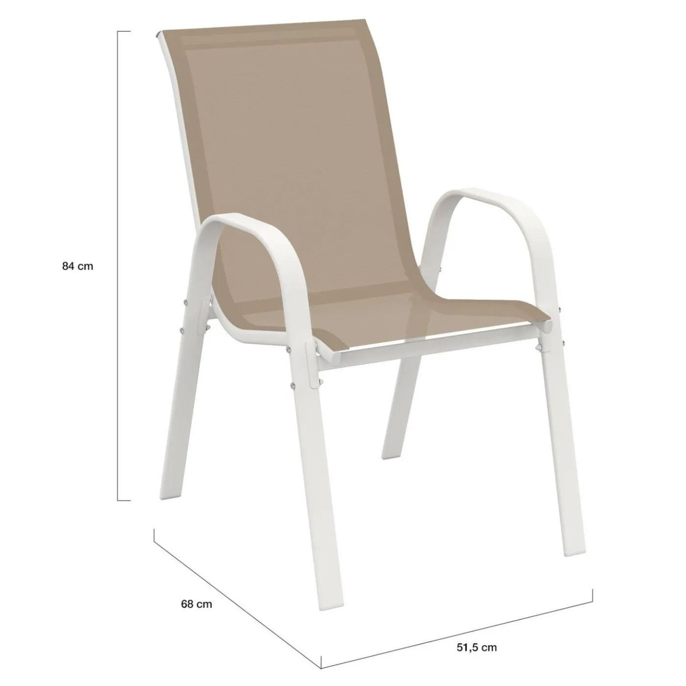 Salon de jardin blanc et beige table 190 cm et 8 chaises empilables