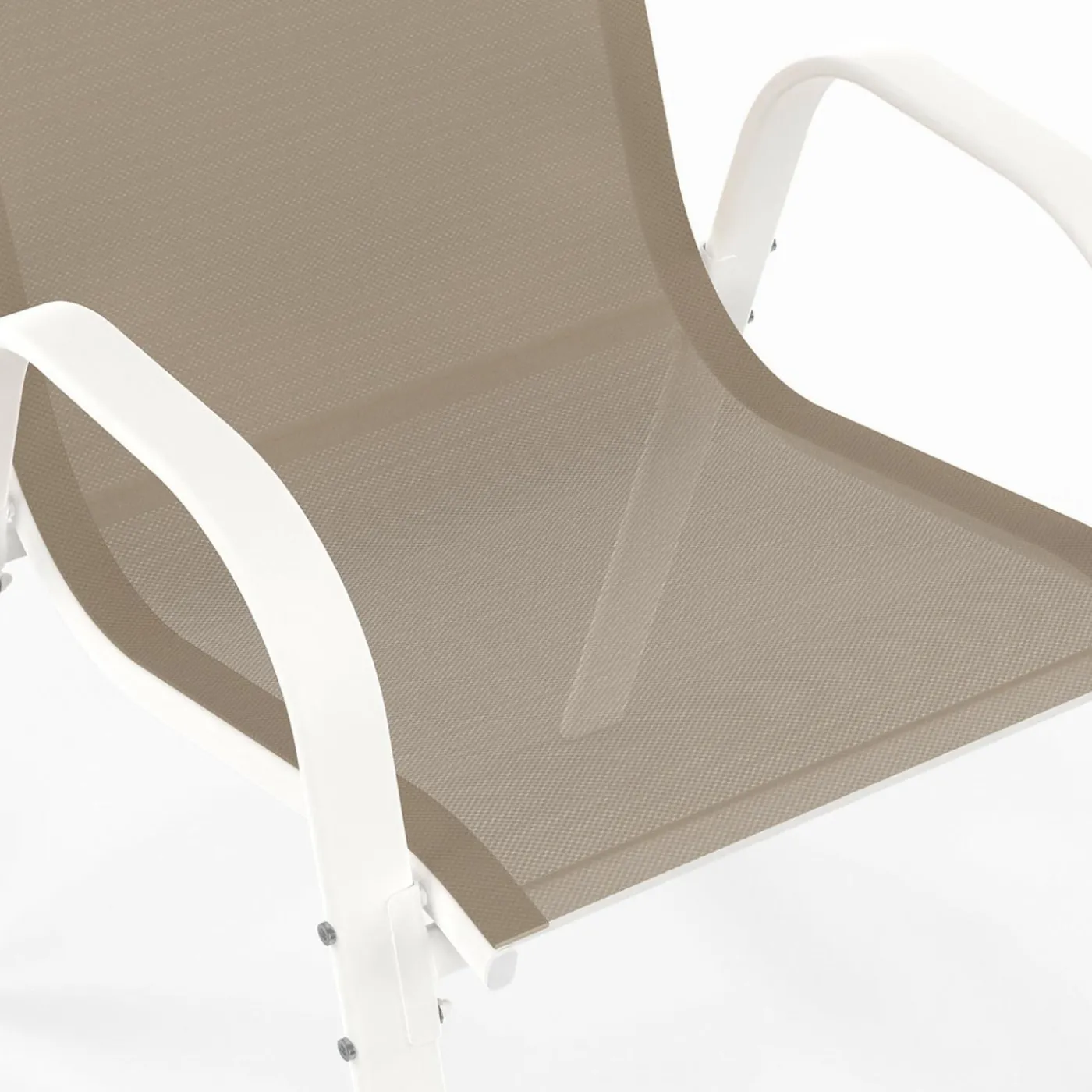 Salon de jardin blanc et beige table 190 cm et 8 chaises empilables