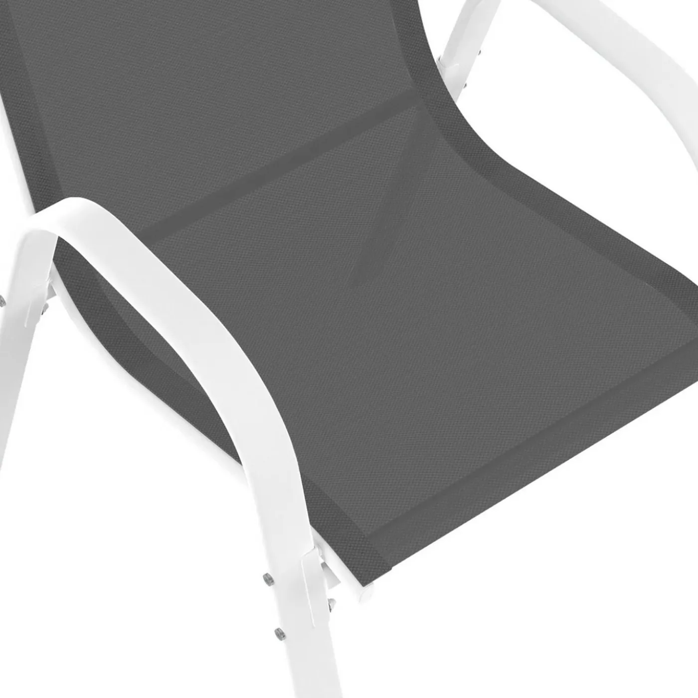 Salon de jardin blanc et gris avec 8 chaises empilables