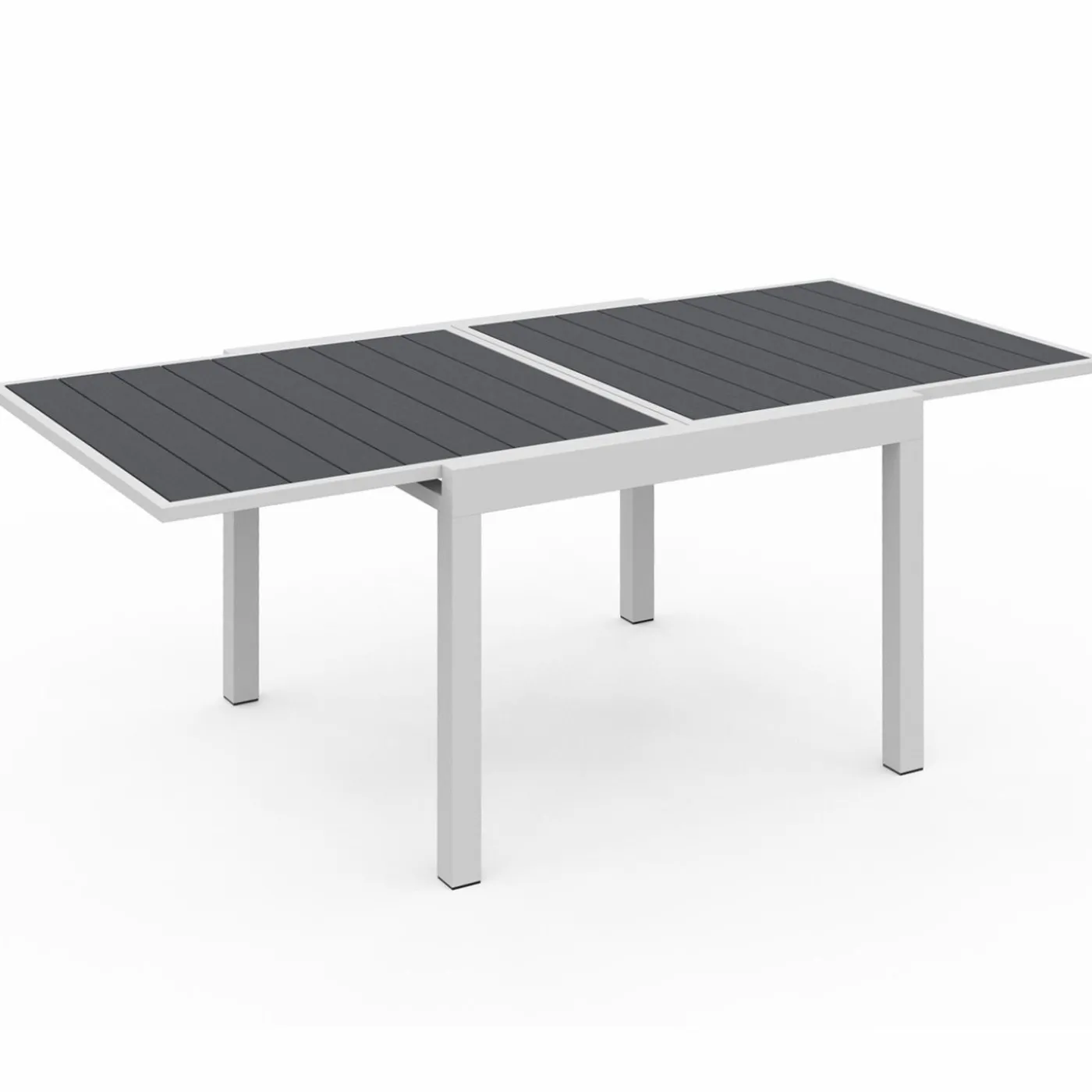 Salon de jardin blanc et gris avec table extensible + 8 chaises