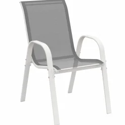 Salon de jardin blanc et gris avec table extensible + 8 chaises