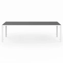 Salon de jardin blanc et gris avec chaises empilables