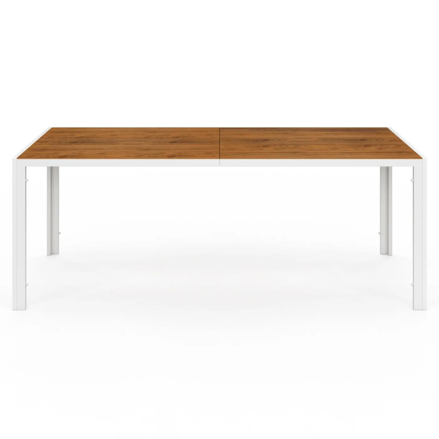 Salon de jardin bois et blanc avec table 190 cm et 8 chaises empilables